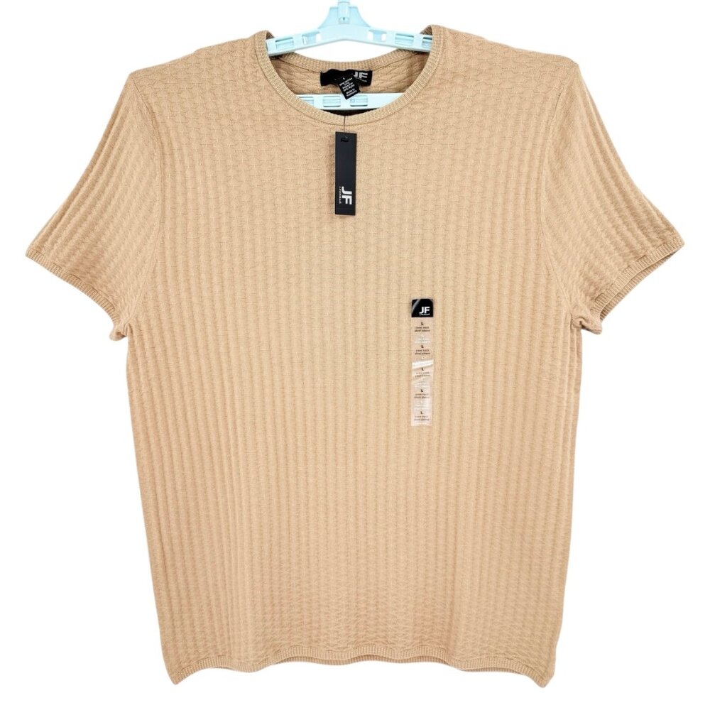 J. Ferrar Mens Crew Neck Short Sleeve Textured Florence Brown T-Shirt Size L NWT